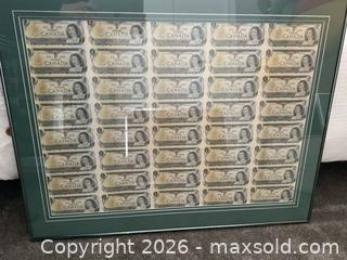 MaxSold Auction: 1973 framed uncut Canadian dollar sheet - Ottawa (Ontario, Canada) SELLER MANAGED Downsizing Online Auction - Tall Forest Drive