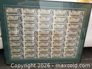 MaxSold Auction: 1973 framed uncut Canadian dollar sheet - Ottawa (Ontario, Canada) SELLER MANAGED Downsizing Online Auction - Tall Forest Drive