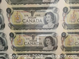 MaxSold Auction: 1973 framed uncut Canadian dollar sheet - Ottawa (Ontario, Canada) SELLER MANAGED Downsizing Online Auction - Tall Forest Drive