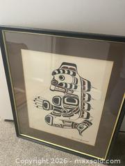 MaxSold Auction: 1980s Kwakiutl Puguis (sea bear) screen print by Henry Hunt - Ottawa (Ontario, Canada) SELLER MANAGED Downsizing Online Auction - Tall Forest Drive