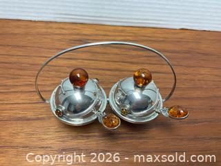 MaxSold Auction: Exquisite art deco sterling and amber spice & caviar dish - Ottawa (Ontario, Canada) SELLER MANAGED Downsizing Online Auction - Tall Forest Drive
