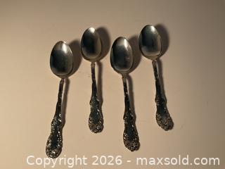 MaxSold Auction: Four sterling silver tea spoons (62 grams) - Ottawa (Ontario, Canada) SELLER MANAGED Downsizing Online Auction - Tall Forest Drive