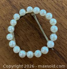 MaxSold Auction: Ladies 10K gold & cultured pearl brooch  - Ottawa (Ontario, Canada) SELLER MANAGED Downsizing Online Auction - Tall Forest Drive