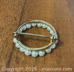 MaxSold Auction: Ladies 10K gold & cultured pearl brooch  - Ottawa (Ontario, Canada) SELLER MANAGED Downsizing Online Auction - Tall Forest Drive