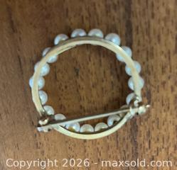 MaxSold Auction: Ladies 10K gold & cultured pearl brooch  - Ottawa (Ontario, Canada) SELLER MANAGED Downsizing Online Auction - Tall Forest Drive