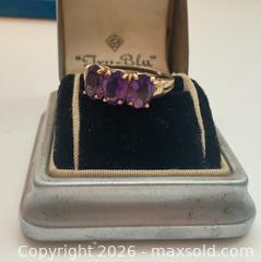 MaxSold Auction: Ladies 10K gold ring set with three beautiful purple stones - Ottawa (Ontario, Canada) SELLER MANAGED Downsizing Online Auction - Tall Forest Drive