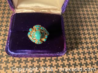 MaxSold Auction: Ladies 18K gold and turquoise ring (5.12 grams) - Ottawa (Ontario, Canada) SELLER MANAGED Downsizing Online Auction - Tall Forest Drive