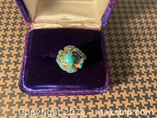 MaxSold Auction: Ladies 18K gold and turquoise ring (5.12 grams) - Ottawa (Ontario, Canada) SELLER MANAGED Downsizing Online Auction - Tall Forest Drive