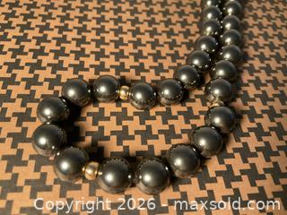 MaxSold Auction: Ladies hematite and 14K gold necklace, 24” long - Ottawa (Ontario, Canada) SELLER MANAGED Downsizing Online Auction - Tall Forest Drive
