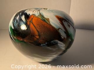 MaxSold Auction: Large art glass vase by renowned glass blower Edward Roman - Ottawa (Ontario, Canada) SELLER MANAGED Downsizing Online Auction - Tall Forest Drive