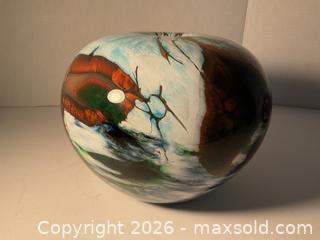 MaxSold Auction: Large art glass vase by renowned glass blower Edward Roman - Ottawa (Ontario, Canada) SELLER MANAGED Downsizing Online Auction - Tall Forest Drive