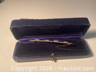 MaxSold Auction: Stunning antique platinum and 18K gold, diamond and onyx bar brooch - Ottawa (Ontario, Canada) SELLER MANAGED Downsizing Online Auction - Tall Forest Drive