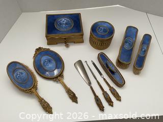 MaxSold Auction: Stunning early 1900s L’amour Desarme guilloche dresser set, France - Ottawa (Ontario, Canada) SELLER MANAGED Downsizing Online Auction - Tall Forest Drive