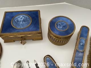 MaxSold Auction: Stunning early 1900s L’amour Desarme guilloche dresser set, France - Ottawa (Ontario, Canada) SELLER MANAGED Downsizing Online Auction - Tall Forest Drive