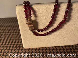 MaxSold Auction: Vintage double stand garnet necklace with silver clasp - Ottawa (Ontario, Canada) SELLER MANAGED Downsizing Online Auction - Tall Forest Drive
