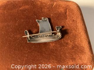 MaxSold Auction: Vintage Kristian M Hestenes, Norway, 830 silver viking ship brooch - Ottawa (Ontario, Canada) SELLER MANAGED Downsizing Online Auction - Tall Forest Drive