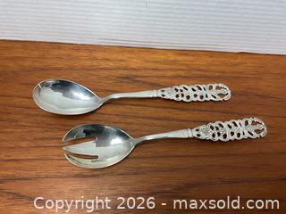 MaxSold Auction: Vintage ornate Peruvian sterling silver salad servers (161 grams) - Ottawa (Ontario, Canada) SELLER MANAGED Downsizing Online Auction - Tall Forest Drive