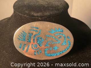 MaxSold Auction: Vintage sterling silver and turquoise Mexican brooch/pendant (18.74 grams) - Ottawa (Ontario, Canada) SELLER MANAGED Downsizing Online Auction - Tall Forest Drive