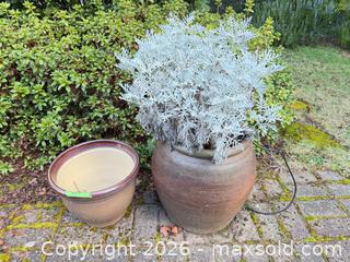 MaxSold Auction: Brown Ceramic Outdoor Planters, Two Stoneware Pots - Saanich (British Columbia, Canada) PARTNER MANAGED Moving Online Auction - Arbutus Road