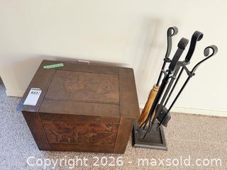 MaxSold Auction: Copper Metal Storage Trunk & Fireplace Tool Set, Hunting Motif - Saanich (British Columbia, Canada) PARTNER MANAGED Moving Online Auction - Arbutus Road