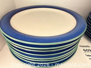 MaxSold Auction: Denby Stoneware Dinnerware Set, Blue with Green Rim - Saanich (British Columbia, Canada) PARTNER MANAGED Moving Online Auction - Arbutus Road