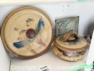 MaxSold Auction: Large Handmade Beige Speckled Stoneware Platter 13" - Saanich (British Columbia, Canada) PARTNER MANAGED Moving Online Auction - Arbutus Road