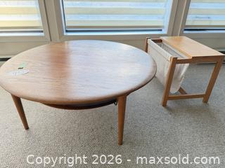 MaxSold Auction: Mid-Century Modern Wood Coffee Table with Canvas Sling - Saanich (British Columbia, Canada) PARTNER MANAGED Moving Online Auction - Arbutus Road