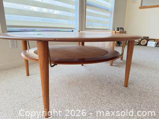 MaxSold Auction: Mid-Century Modern Wood Coffee Table with Canvas Sling - Saanich (British Columbia, Canada) PARTNER MANAGED Moving Online Auction - Arbutus Road