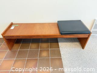 MaxSold Auction: Mid-Century Solid Wood Bench with Removable Black Cushion - Saanich (British Columbia, Canada) PARTNER MANAGED Moving Online Auction - Arbutus Road