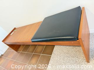 MaxSold Auction: Mid-Century Solid Wood Bench with Removable Black Cushion - Saanich (British Columbia, Canada) PARTNER MANAGED Moving Online Auction - Arbutus Road