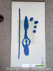 MaxSold Auction: Pair of Blue Modern/Abstract Framed Prints with Silver Metal Frames - Saanich (British Columbia, Canada) PARTNER MANAGED Moving Online Auction - Arbutus Road