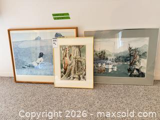 MaxSold Auction: Set of 3 Framed Art Prints - Mixed Subjects, Largest 29.5 x 24 in - Saanich (British Columbia, Canada) PARTNER MANAGED Moving Online Auction - Arbutus Road
