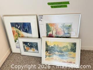MaxSold Auction: Set of 4 Framed Original Watercolor Paintings, Landscape - Saanich (British Columbia, Canada) PARTNER MANAGED Moving Online Auction - Arbutus Road