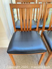 MaxSold Auction: Set of 6 Brown Wood Dining Chairs with Black Leather Seats - Saanich (British Columbia, Canada) PARTNER MANAGED Moving Online Auction - Arbutus Road