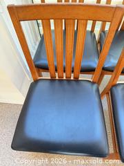 MaxSold Auction: Set of 6 Brown Wood Dining Chairs with Black Leather Seats - Saanich (British Columbia, Canada) PARTNER MANAGED Moving Online Auction - Arbutus Road