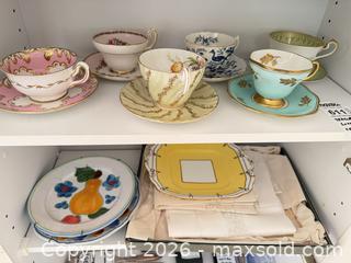 MaxSold Auction: Vintage Teacup & Saucer Sets, Decorative Plates and Table Linens - Saanich (British Columbia, Canada) PARTNER MANAGED Moving Online Auction - Arbutus Road