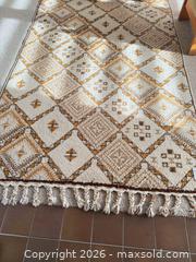 MaxSold Auction: Wool Tribal Moroccan Area Rug 6' x 10' Gold, Brown, Ivory to - Saanich (British Columbia, Canada) PARTNER MANAGED Moving Online Auction - Arbutus Road