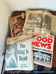 MaxSold Auction: Lot of Vintage Newspapers & Pullouts — Elvis, Music, Sports - East Brunswick (New Jersey, USA) SELLER MANAGED Reseller Online Auction - Tices Lane