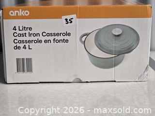MaxSold Auction: M035 - Anko 4 Litre Cast Iron Casserole - New With Issue - Whitby (Ontario, Canada) SELLER MANAGED Reseller Online Auction - Taunton Road East (STORAGE)