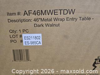 MaxSold Auction: M066 - Walker Edison 46-inch Dark Walnut/Black Standard Rectangle Composite Console Table - New - Whitby (Ontario, Canada) SELLER MANAGED Reseller Online Auction - Taunton Road East (STORAGE)