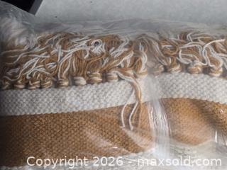 MaxSold Auction: M069 - Natural and Mustard Cotton Tufted Rug with Fringe - 4' x 6' by Storied Home - New - Whitby (Ontario, Canada) SELLER MANAGED Reseller Online Auction - Taunton Road East (STORAGE)