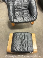 MaxSold Auction: Black Faux Leather Scandinavian Lounge Chair with Ottoman - Ottawa (Nepean) (Ontario, Canada) SELLER MANAGED Moving Online Auction - Grenfell Crescent