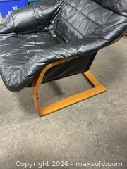 MaxSold Auction: Black Faux Leather Scandinavian Lounge Chair with Ottoman - Ottawa (Nepean) (Ontario, Canada) SELLER MANAGED Moving Online Auction - Grenfell Crescent