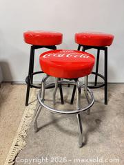 MaxSold Auction: Coca-Cola Licensed Retro Diner Bar Stools, Set of 3 - Ottawa (Nepean) (Ontario, Canada) SELLER MANAGED Moving Online Auction - Grenfell Crescent