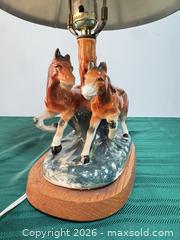 MaxSold Auction: Horse Motif Table Lamp with Brown Shade, Mixed Materials - Ottawa (Nepean) (Ontario, Canada) SELLER MANAGED Moving Online Auction - Grenfell Crescent