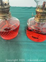MaxSold Auction: Pair of Vintage Glass & Brass Hurricane Oil Lamps (Medium) - Ottawa (Nepean) (Ontario, Canada) SELLER MANAGED Moving Online Auction - Grenfell Crescent