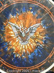 MaxSold Auction: Glassmasters stained glass suncatcher depicting the Holy Spirit Window, a reproduction of Louis Comfort Tiffany's 1895 design. - Campbell (California, USA) SELLER MANAGED Downsizing Online Auction - Dell Avenue