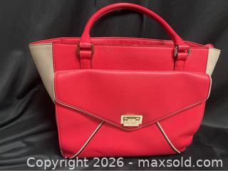 MaxSold Auction: Kate Spade New York Colorblock Satchel – Bold Red & Neutral Leather Handbag - Campbell (California, USA) SELLER MANAGED Downsizing Online Auction - Dell Avenue