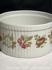 MaxSold Auction: Pillivuyt France porcelain dish, featuring a "Decor Grand Feu" ( 7" D) - Campbell (California, USA) SELLER MANAGED Downsizing Online Auction - Dell Avenue