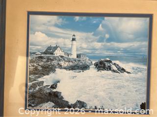 MaxSold Auction: Vintage Lighthouse Seascape Ocean Waves Original Picture Framed Portland Headlight Cape Elizabeth. Picture Mal 624 - Campbell (California, USA) SELLER MANAGED Downsizing Online Auction - Dell Avenue